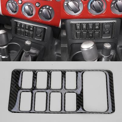 Front Central Console Button Panel Cover Trim Fit for Toyota FJ Cruiser 2007 2008 2009 2010 2011-2014 LHD Black Carbon Fiber