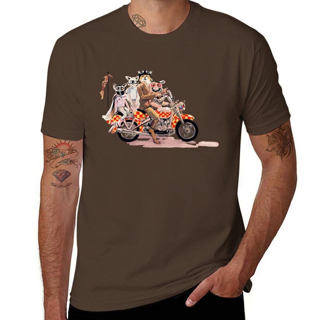 Schönes Andenken fantastische Mr. Fuchs Familie auf einem Motorrad Großartig Für Musikfan T-Shirt Anime Übergröße Oberteile schlichte T-Shirts Herren