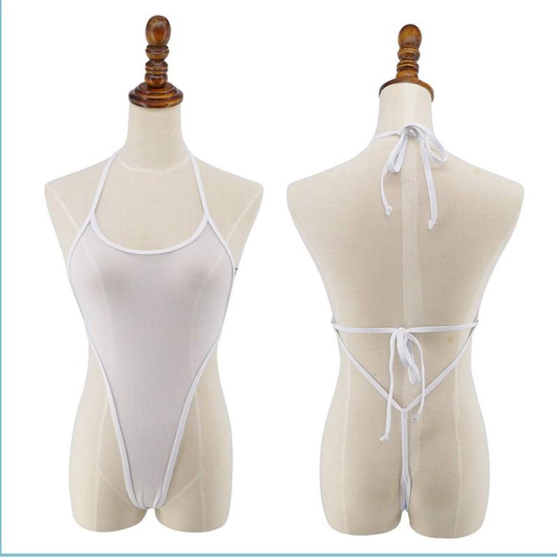 Maillot de bain une pièce taille haute tendance, lingerie sexy, bikini en maille transparente, cravate