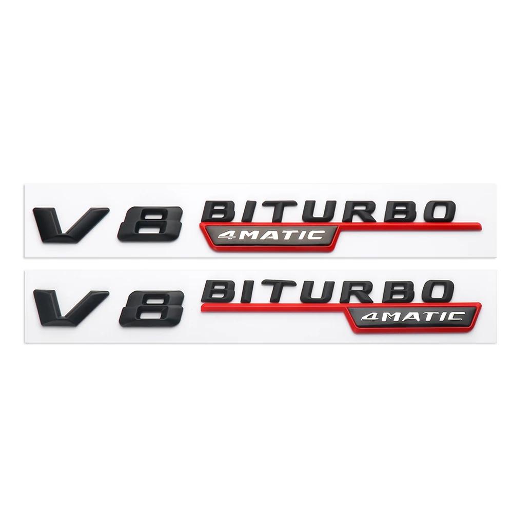 

GLC GLB 2pcs Car Stickers ABS 3D V8 BITURBO 4MATIC+ Emblems for Mercedes Benz W204 W205 Coupe C63 W212 W213 E63 W222 AMG W176 S чёрный