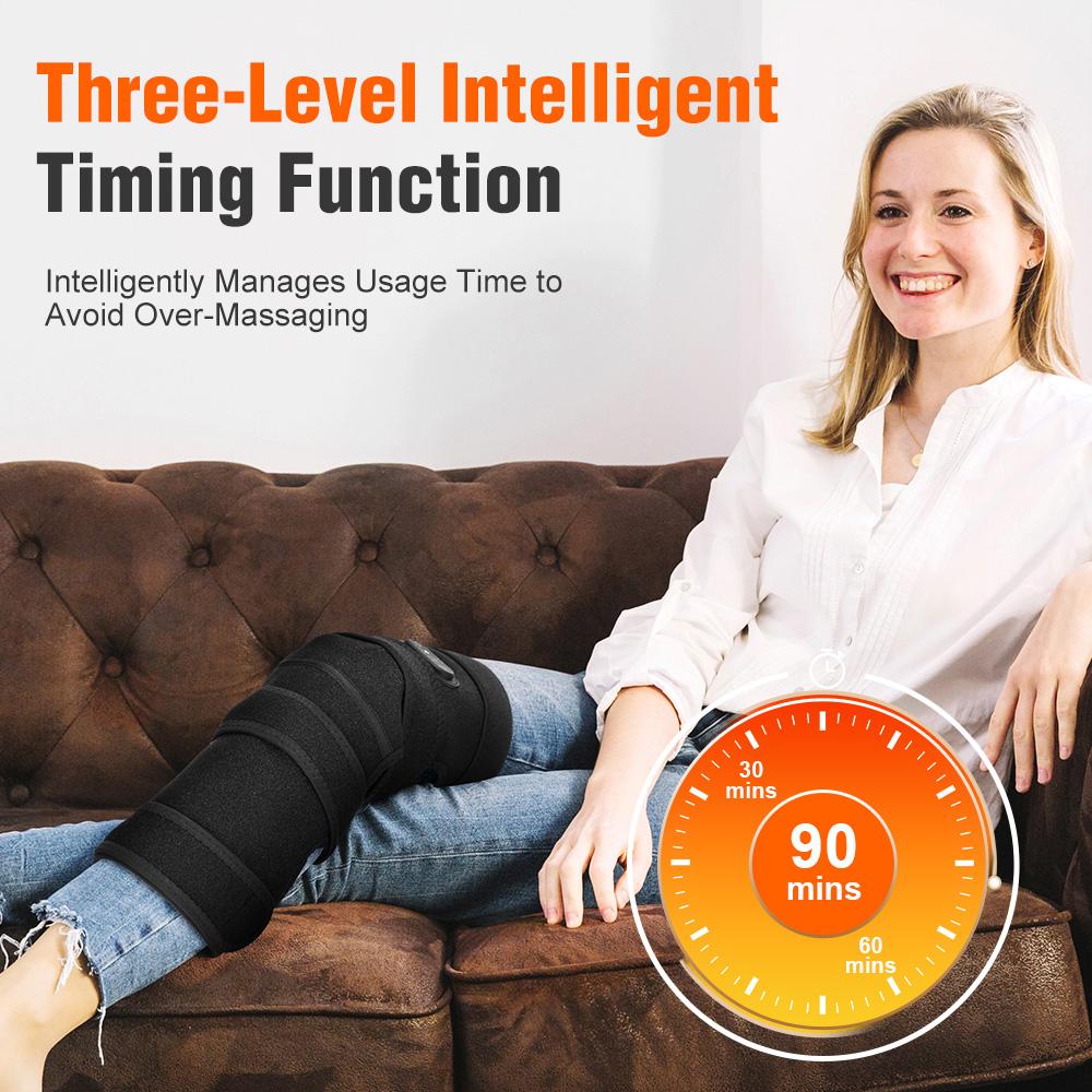Extra-Large Heated Vibration Knee Pad Knee Massager 4 Motor Vibration Massage 3 Speed Heating 12V Direct Plug Power Supply