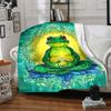 1pc Meditation Frog Blanket Lightweight Flannel Blanket Throw Blanket For Sofa, Bed, Travel, Camping, Livingroom, Office, Couch, Chair, And Bed yy2510