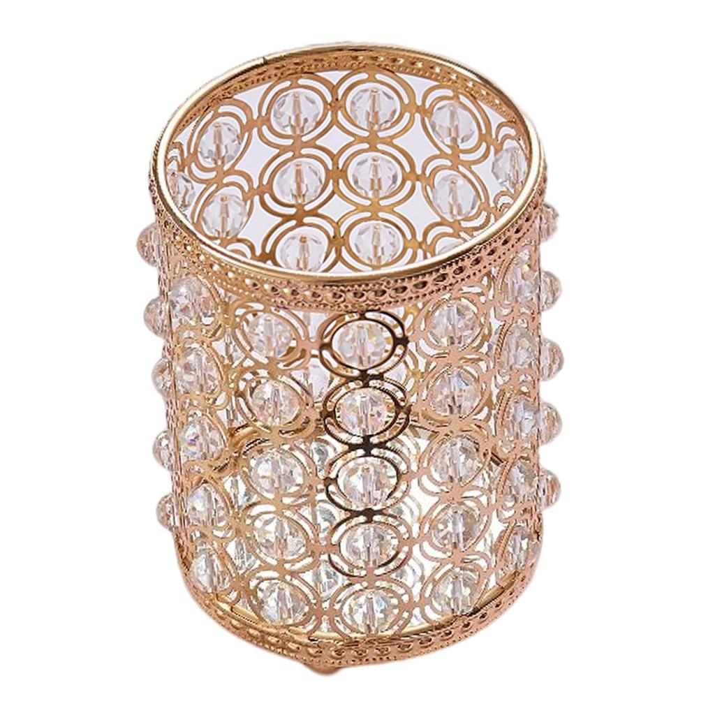 Crystal Cosmetic Brushes Holder Organizer Metal Plated L