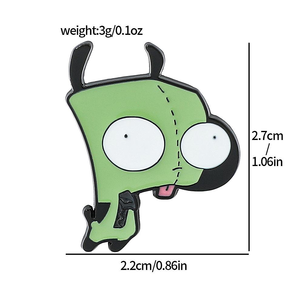 European and American Cartoon Characters Alien Invaders ZIM Alloy Brooch Green Alien Metal Badge Pin