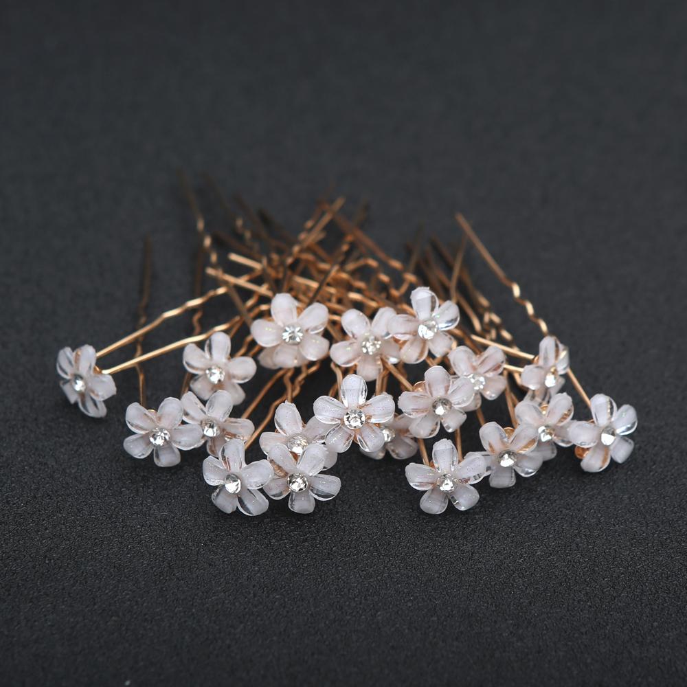 20pcs Fashion Elegant Bridal Pearl Hair Sticks Set with Crystal Floral Accents Wedding for Brides Luxury Headpiece Hair Sticks