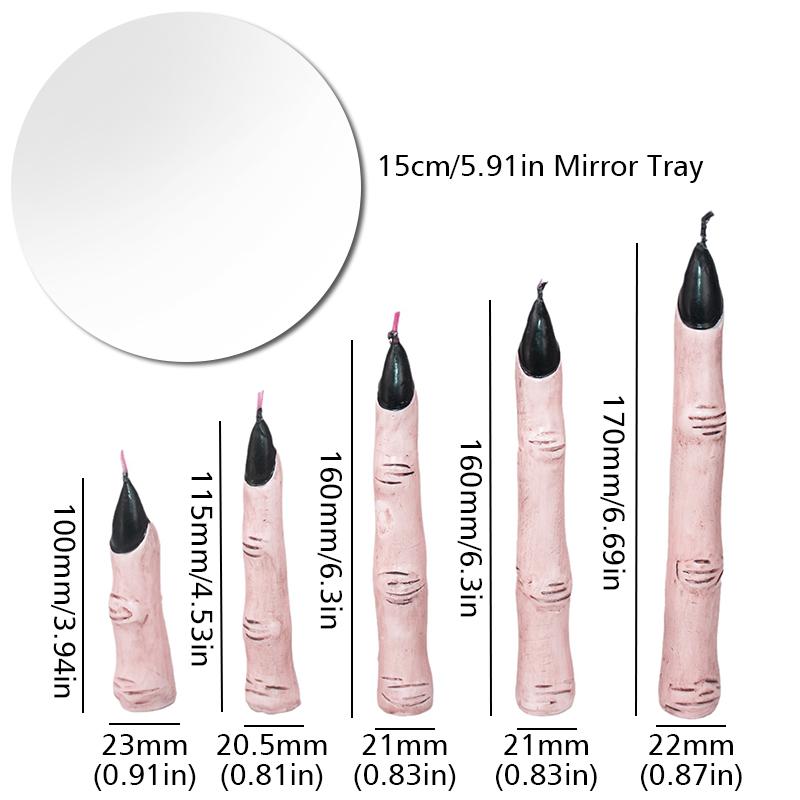 5PC/Set Finger Candles Novelty With Black Nails Realistic Party Decoration Gothic Creepy Witch Thumb Candle Scary 2 Colors