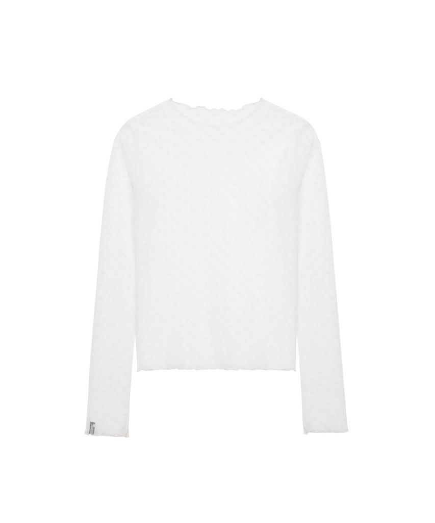 Nigaennikol Dot Mesh Scarf Top_Ivory