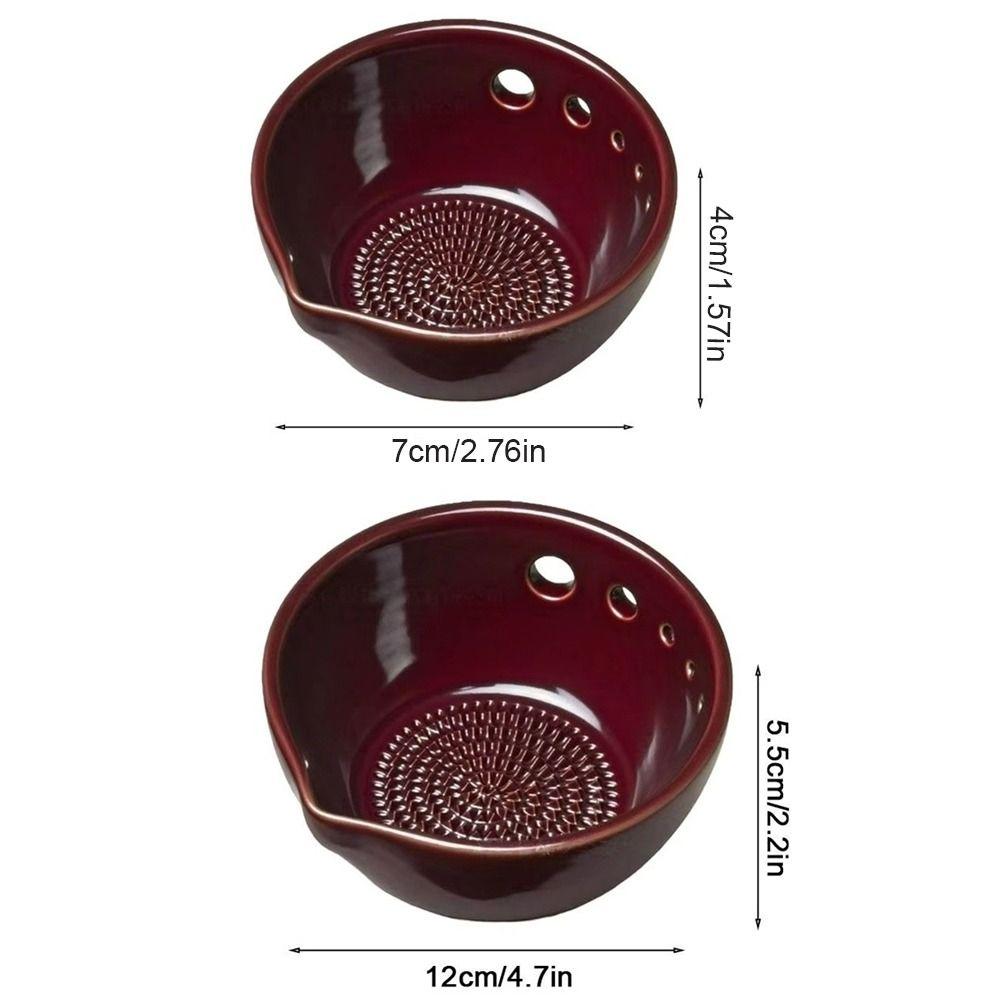 Ceramic Ginger Grater Grinding Tool Multi-functional Ginger Puree Grinder 5/7 Hole Sizes Built-In Grater Food Grinding Bowl