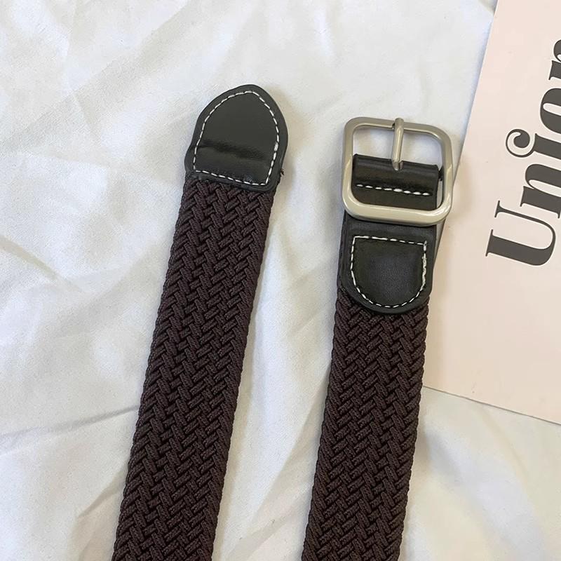 Unisex Korean Style Canvas Belt with Elastic Waistband and Pin Buckle