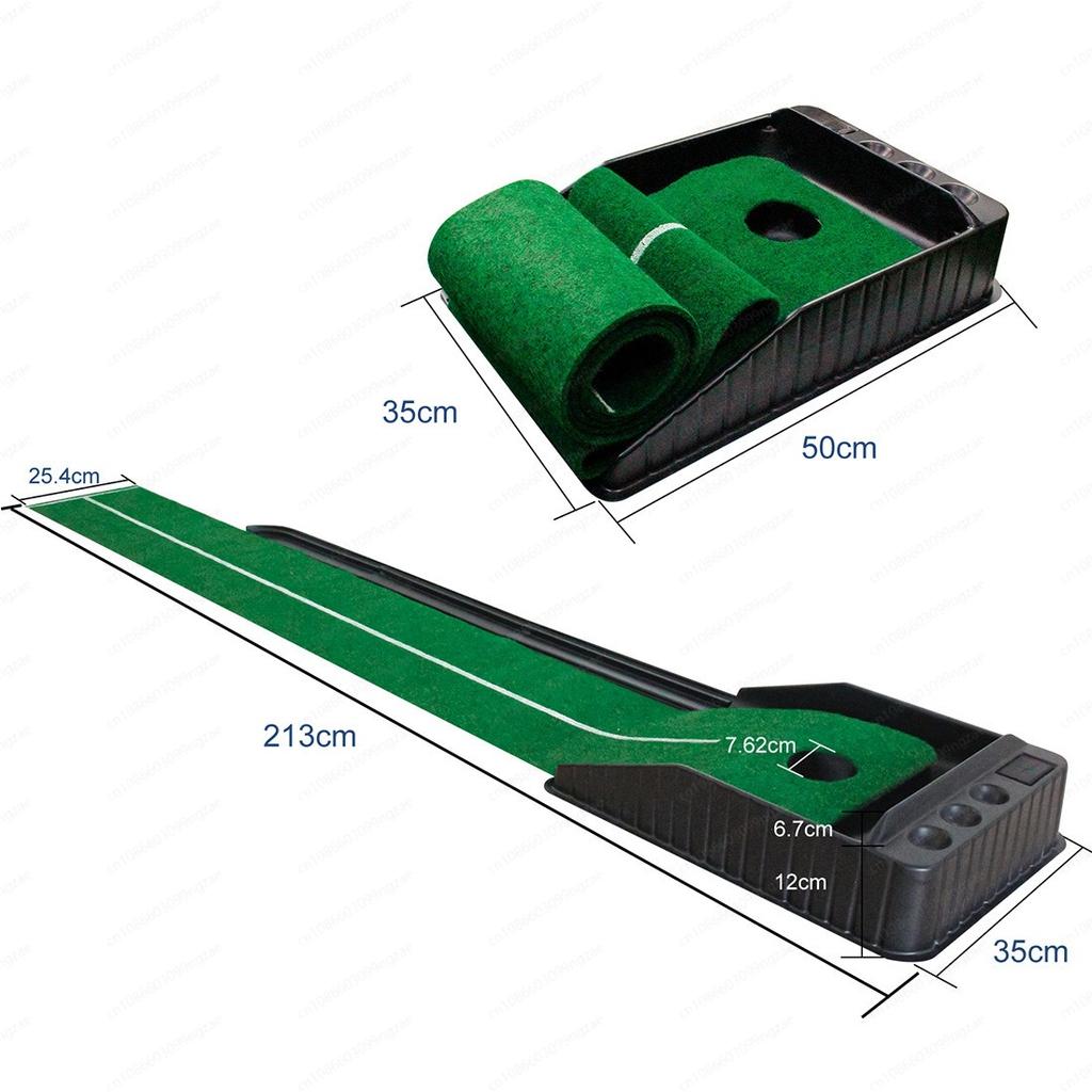 Cross-Border Hot Sale Indoor Golf Putting Mat, Auto Ball Return Practice Set with Putter, Training Kit