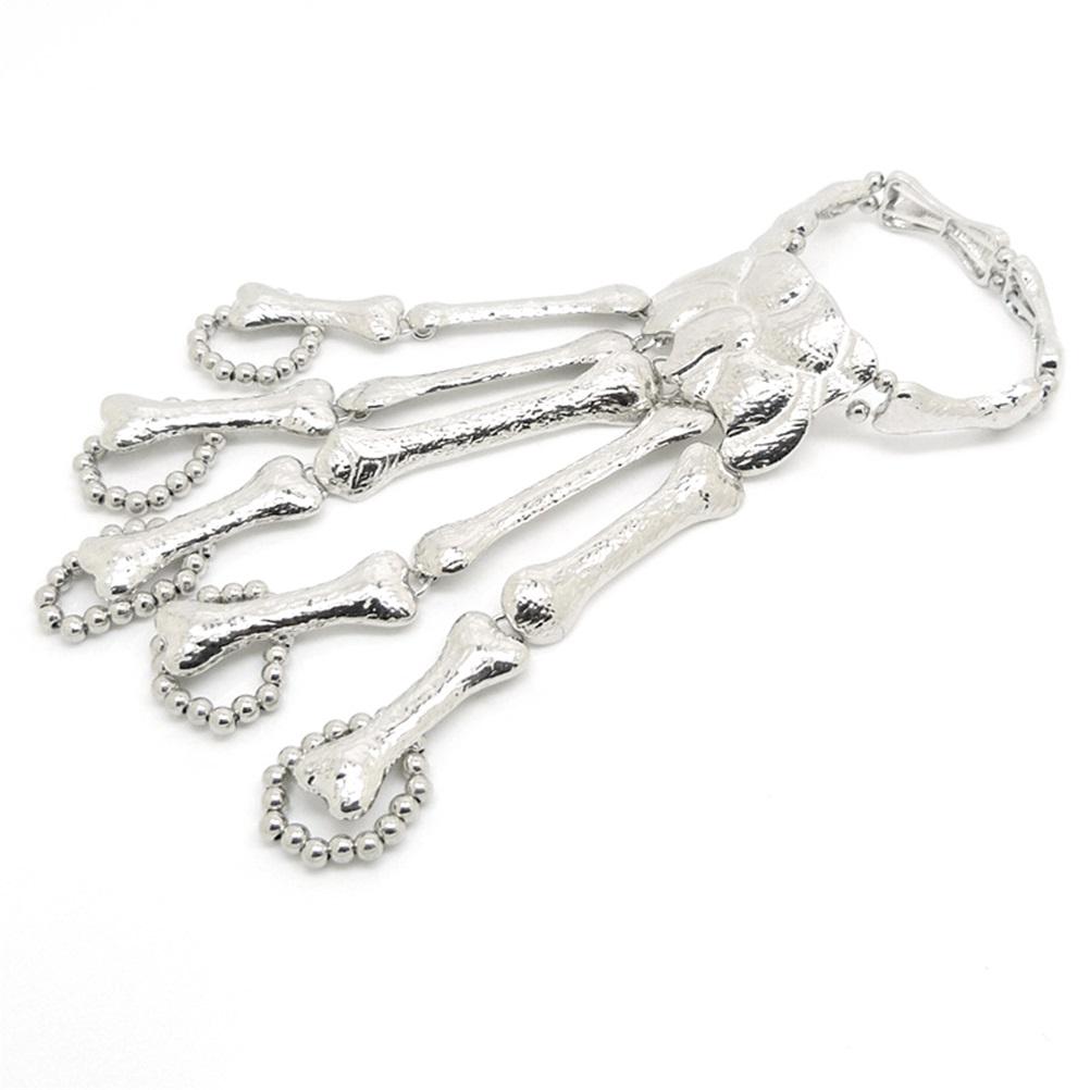 Halloween Skeleton Finger Bracelets Women Skeleton Bones Hand Bracelets Nightclub Gothic Punk for Christmas Halloween