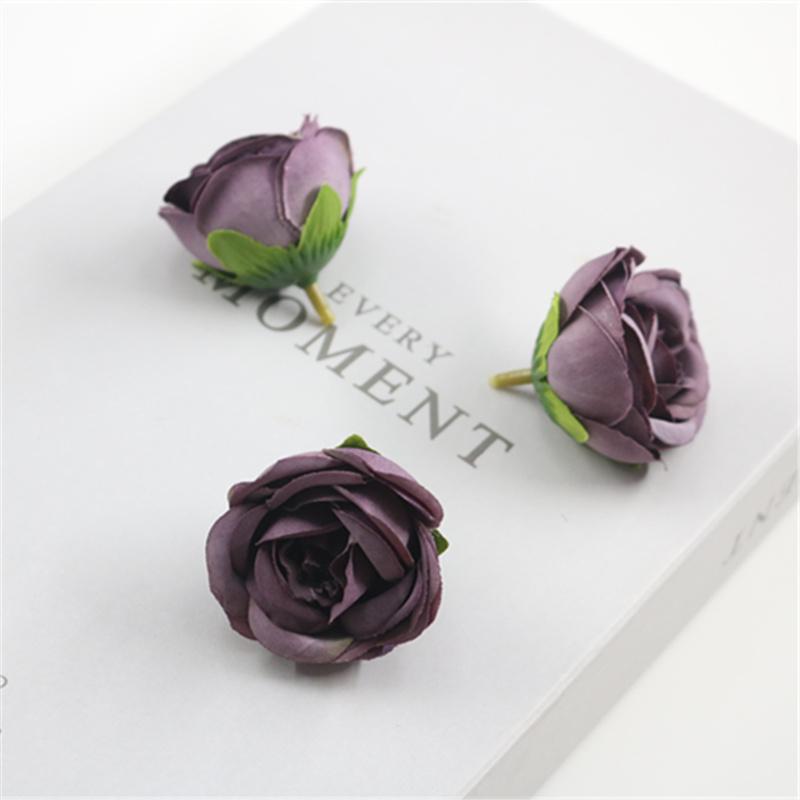 Retro Rolled Edge Silk Rose Flower, Artificial DIY Material for Gift Box, Decoration, and Wedding Arrangement