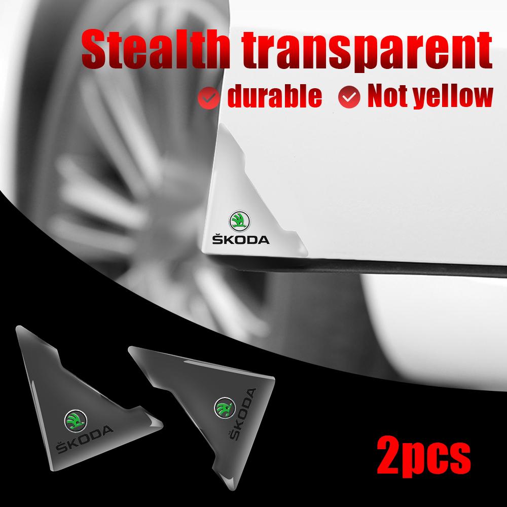 NYDM6 2Pcs Car Door Corner Cover Bumper Collision Anti-scratch Sticker Accessories For Skoda Kodiaq Octavia Enyaq Kamiq Scala Rapid A7