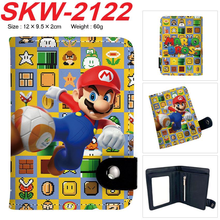 Super Mario Bros Wallet Snap Button Coin Purse Vertical Cartoon Plumber Double Layer Card Holder for Kids