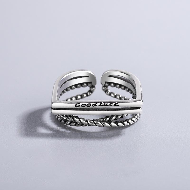 

New Retro Multi-layer Woven Letters 925 Sterling Silver Jewelry Creatuve Twist Thai Silver Good Luck Opening Rings TYB392 серебряный