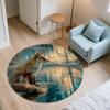 Ice Fox,Round Area Rug,Carpet Rug for Living Room Bedroom Sofa Playroom Decor,Non-slip Floor Mat