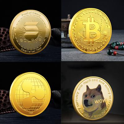 Bitcoin BTC SHIB DOGE XRP Souvenir-Münze Physisches Metall Kryptowährung Münzsammlung mit Kunststoff-Etui