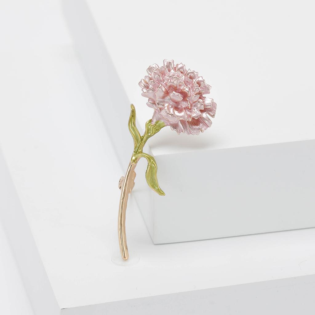 Mother's Day Enamel Carnation Brooch for Women Unisex Botanical Flower Pins Event Funny Luxury Gifts New Year Friends Decoration
