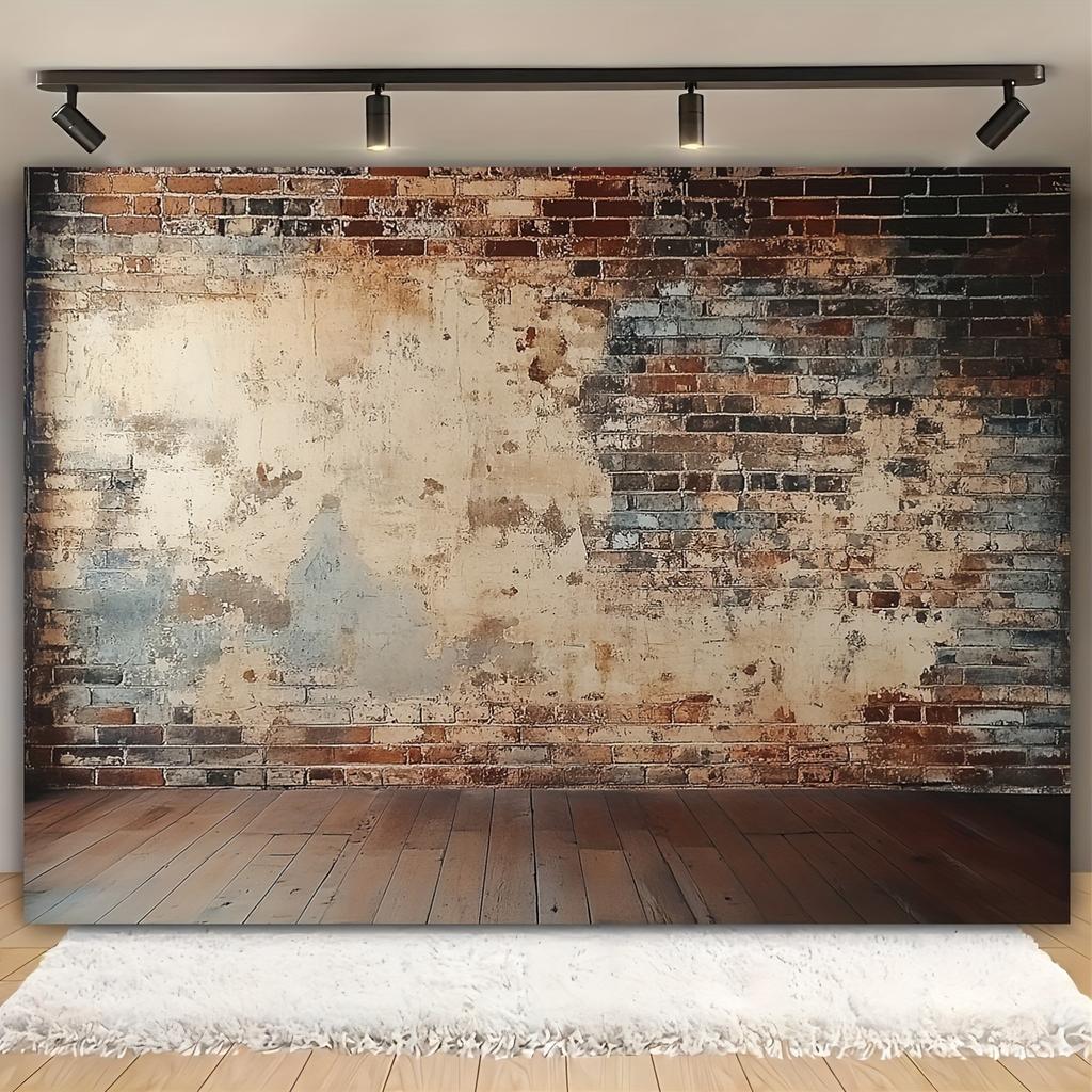1 Piece of Vintage Brick Wall Background Fabric, Suitable for Birthdays, Holidays, Parties, with Multiple Sizes To Choose from