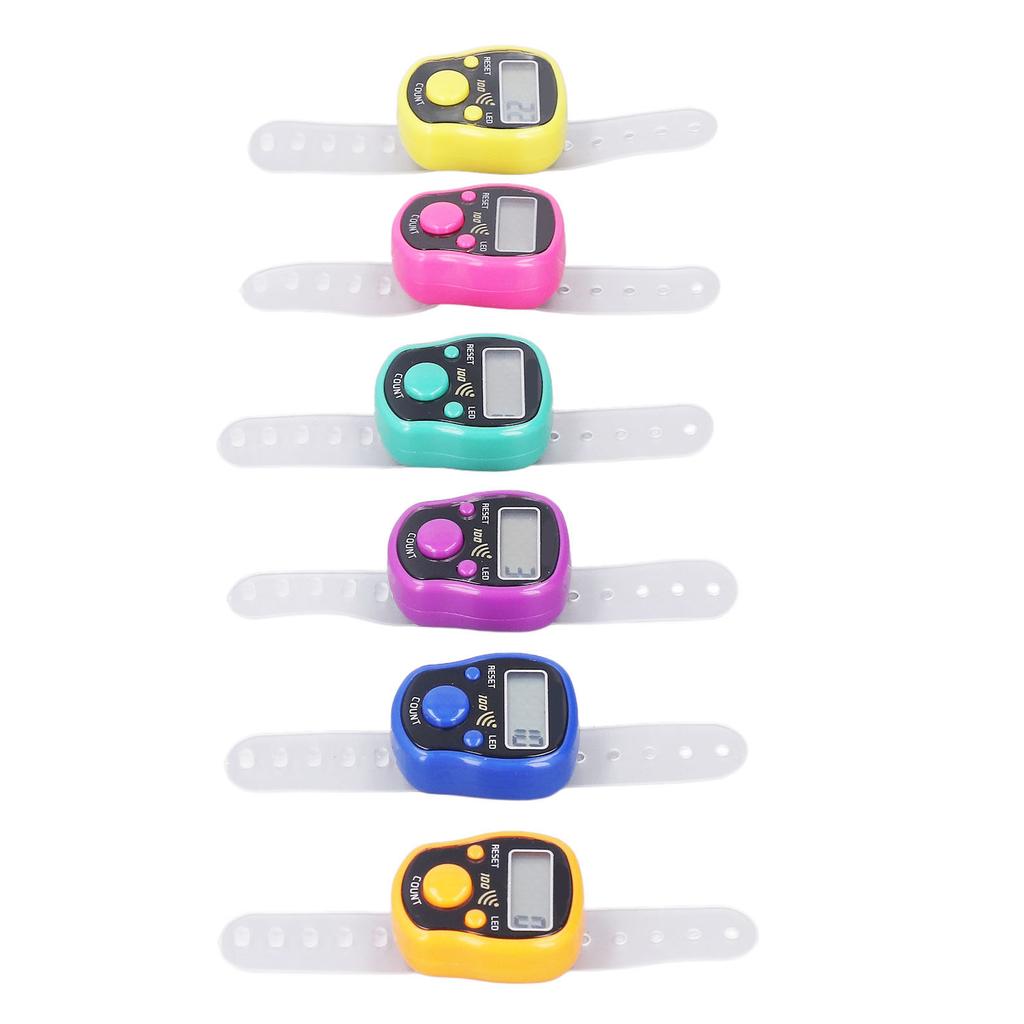 6 Pcs Electronic Finger Counter Portable Lightweight Adjustable Ring Clicker Counter with LED Light