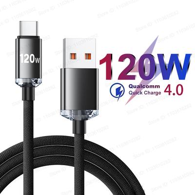 120W USB Type C Fast Charge Cable For Xiaomi Redmi Note 10 9 8 14 13 Pro Turbo Super Fast Charging Data Cord For  Samsung