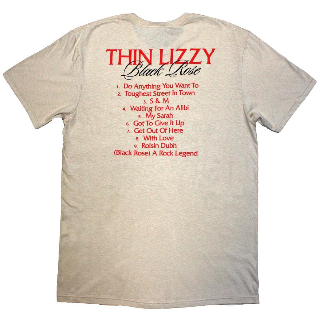 Thin Lizzy Unisex Adult Black Rose Track List T-Shirt