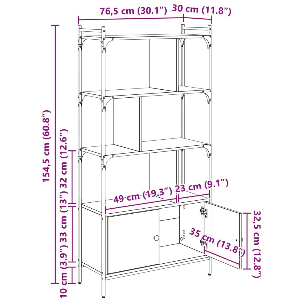 Bookshelf 76.5 x 30 x 154.5 cm Engineered Wood
