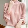 Long Sleeve Turtleneck Knitwear for Women Gentle Lace Ruffled Inner Sweater Base Layer Top
