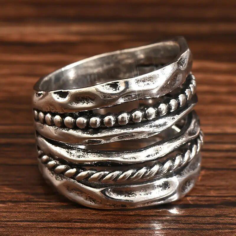 CopperPunk Vintage Irregular Geometric Rings for Women Statement Female Rings Daily Wear Trendy Jewelry