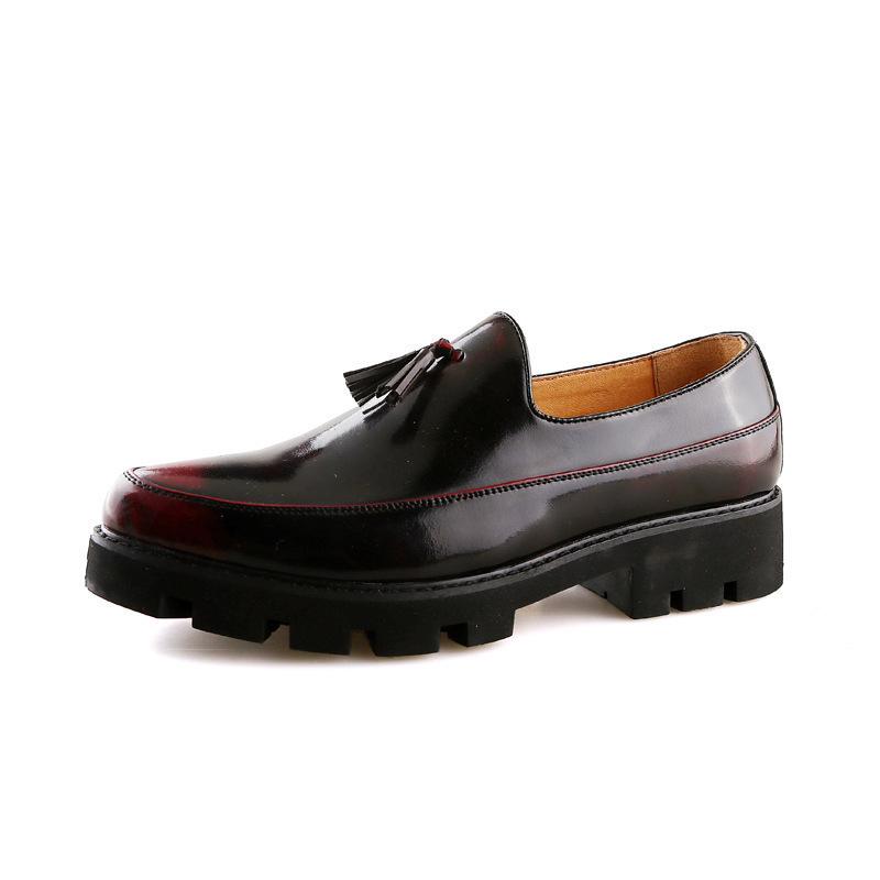 Casual Shoes Men's British Leather Shoes Spring Pointed Toe One Pedal Heightening Men's Shoes Trend Nightclub Hair Stylist Shoes