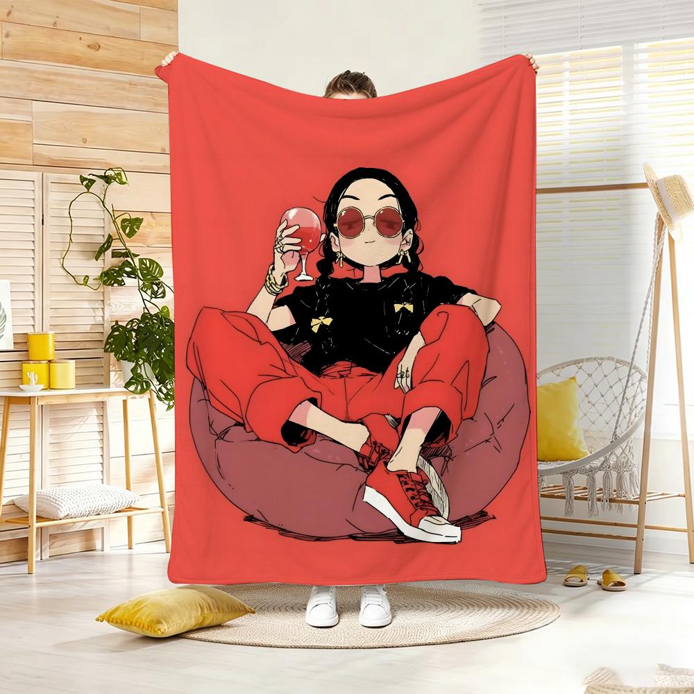 Art F-Flat Illustration Throw Lightweight  Flannel Blanket Soft Skin-Friendly For Summer Cooling