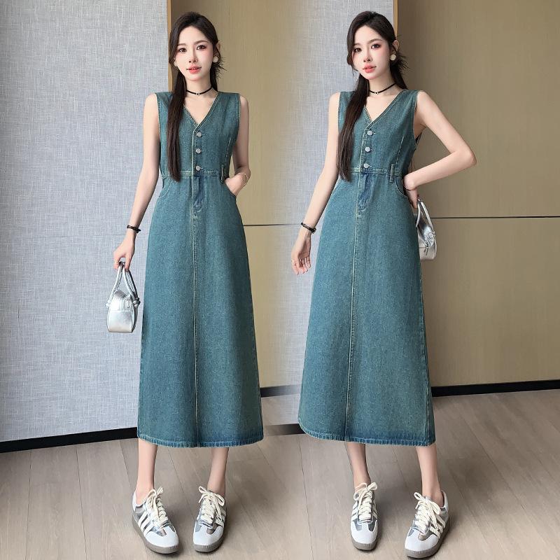 2024 Women's Summer Casual Denim Overall Dress