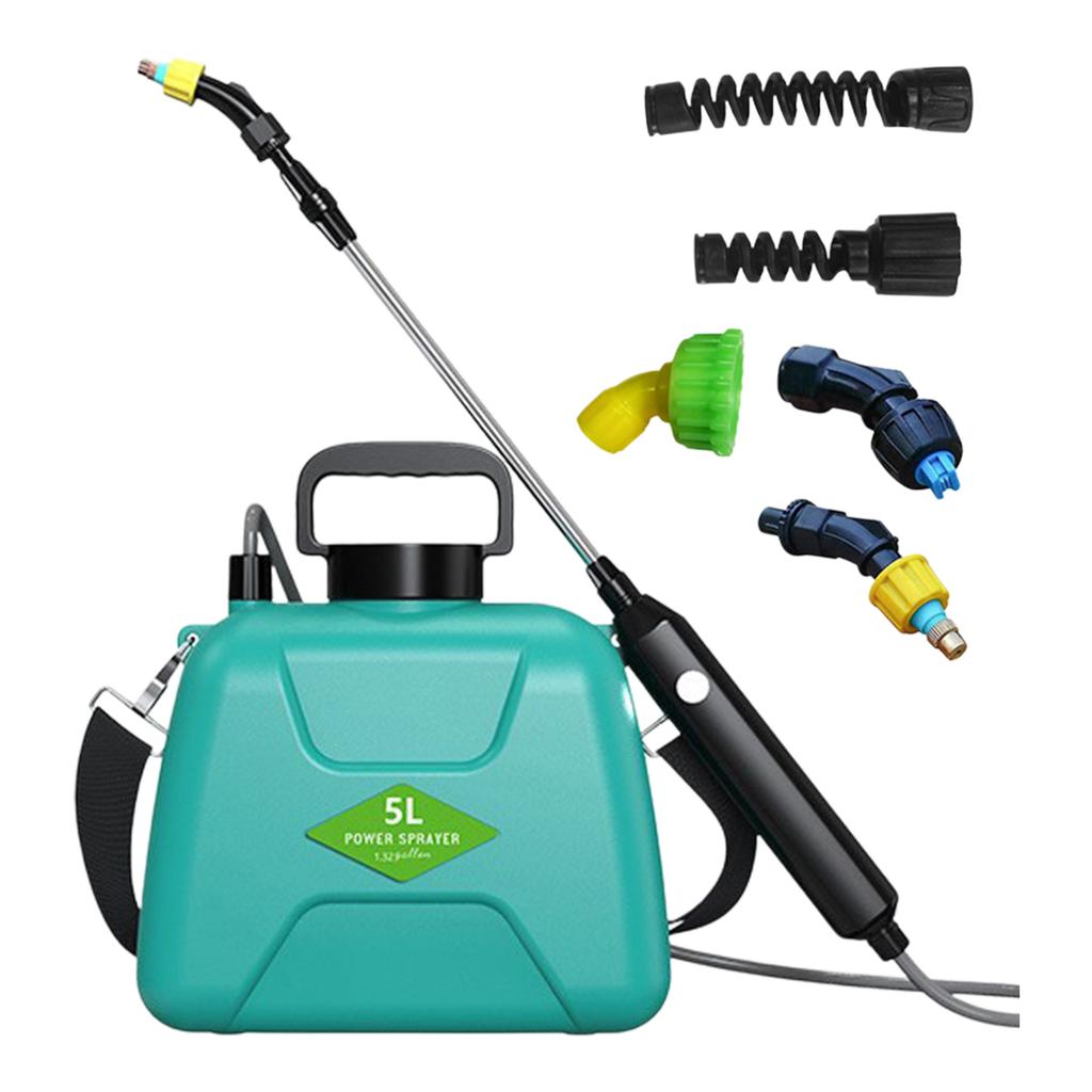 5L Battery Powered Sprayer with 3 Mist Nozzles Rechargeable Retractable Wand Garden Sprayer with Shoulder Strap for Gardening