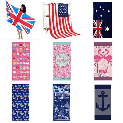 Toalha de Praia Absorvente Microfibra Colorida Estampada 70x150cm Cobertura para Roupa de Banho Adulto Tapete de Banho para Banheiro