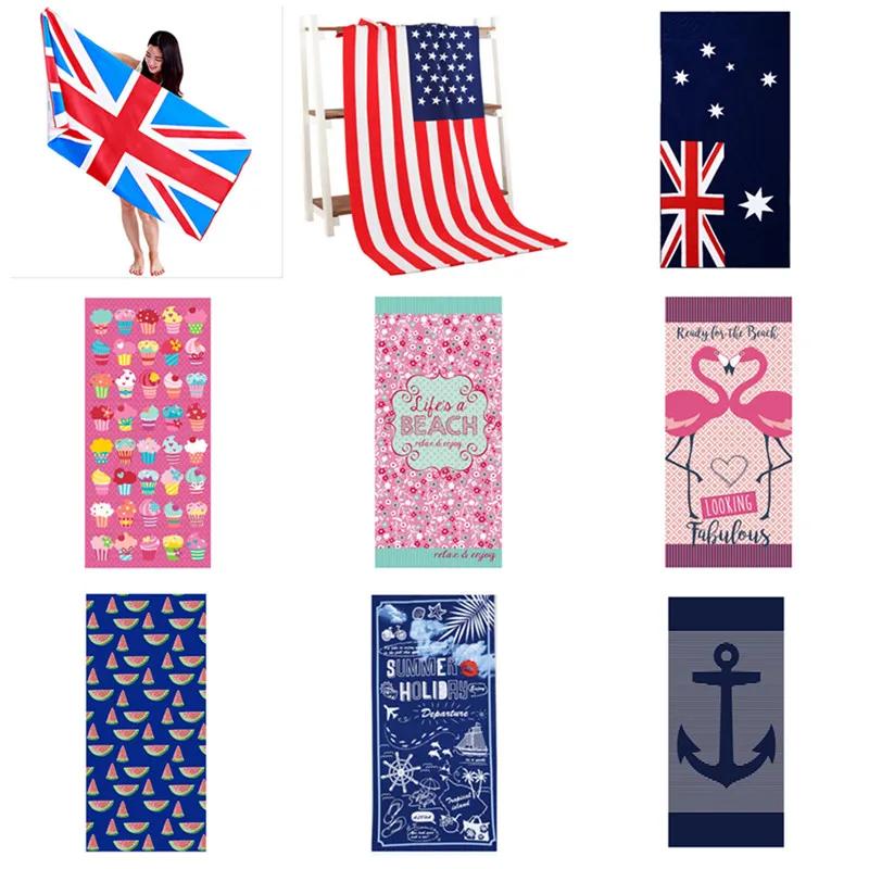 70x150cm Microfiber Colorful Printed Absorbent Beach Towel Adult Swimwear Cover Bathroom Bath Mat