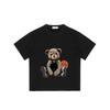 Crewneck T Shirt Black Bear Basketball and Sneakers Print Casual Streetwear for Men and Women