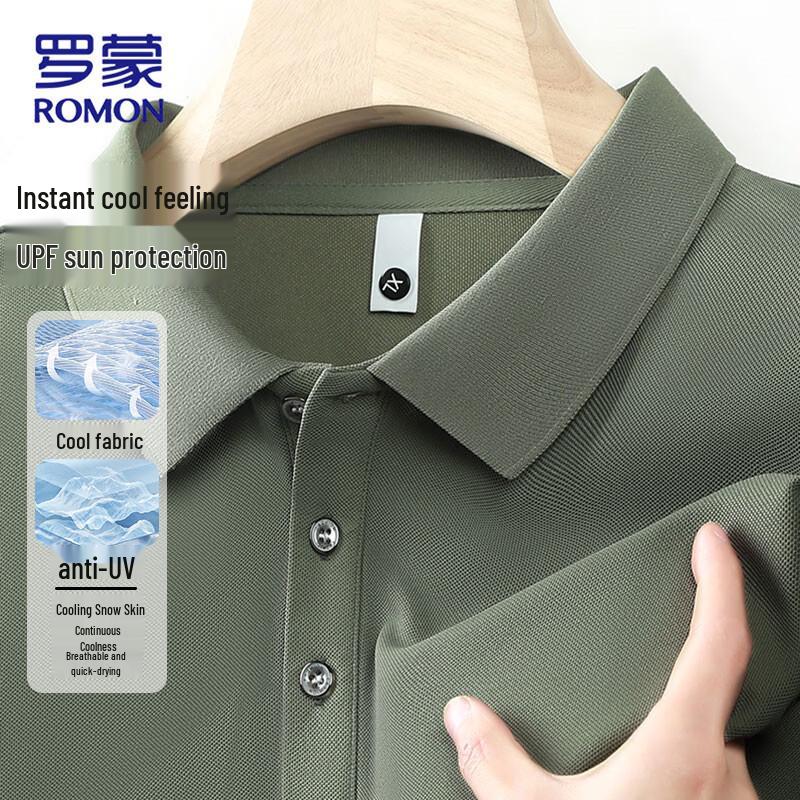 ROMON Men s Ice-Feel Breathable Short-Sleeve Polo Shirt 3XL