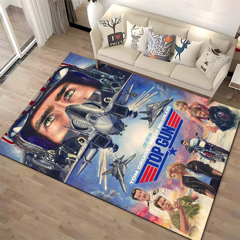 "Top Gun Movie Poster Printed Carpet with Fighter Jets and Characters" Suitable for Use As an Anti-slip for Living Room Bedroom Sofas