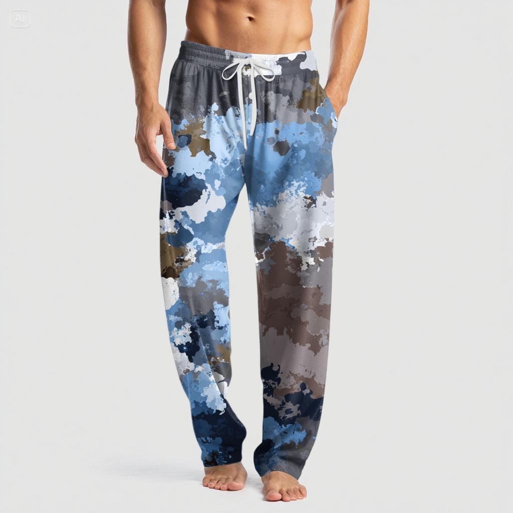 Pantaloni casual cu buzunar, tricotati pentru bărbați, cu imprimeu de Halloween, pantaloni de pijama