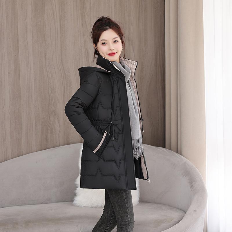 Fashion new winter down cotton-padded clothes women's thickened medium and long cotton-padded clothes jacket waist cotton-padded jacket