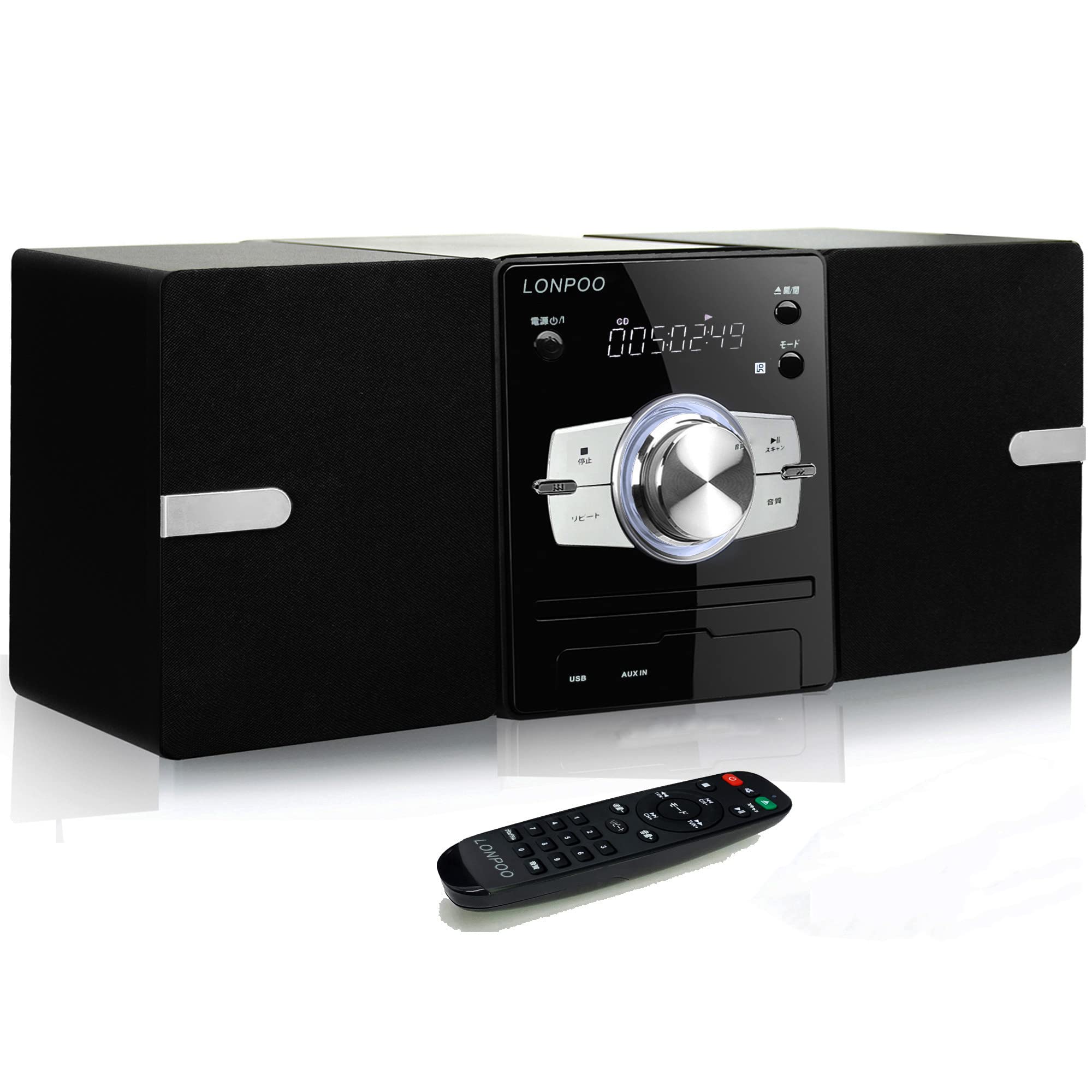 

30 Вт CD стереосистема с FM-радио, Bluetooth, USB/AUX входом, разъемом для наушников, японскими кнопками и пультом дистанционного управления