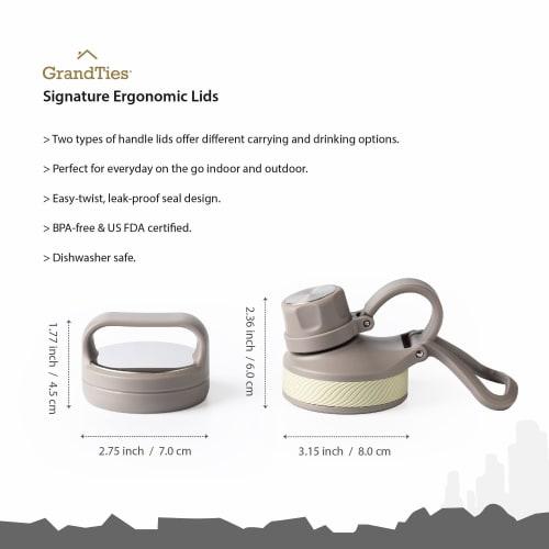 GRANDTIES Vacuum Insulated Stainless Steel Wide Mouth Water Bottle, 709ml, with Two Lids, Direct Drinking, Keeps Ice Cold Water Hot and Cold for 12 Ho