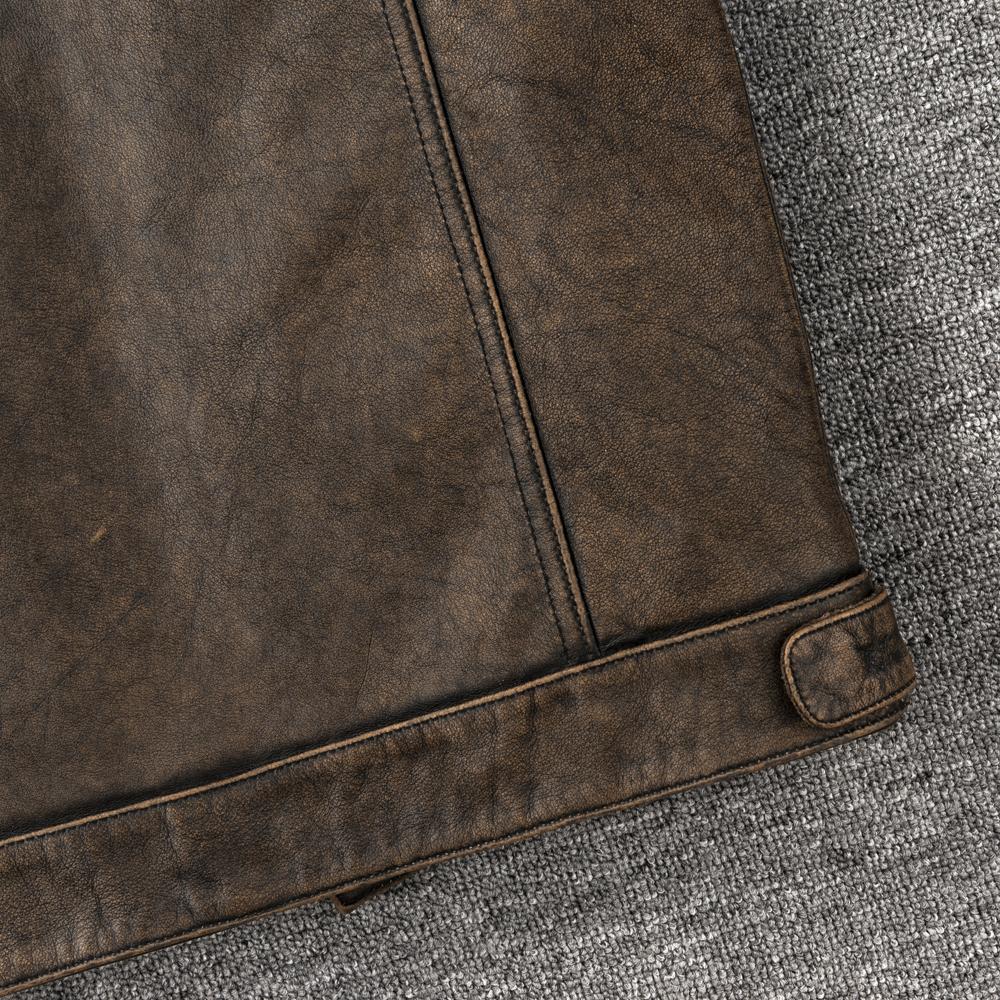 Vintage Motorcycle Vest Genuine Cow Leather Biker Vests Soft Slim Fit Men Genuine Leather Sleeveless Jacket Spring