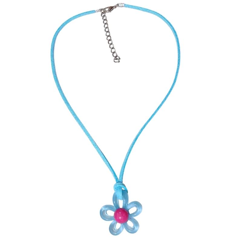

Fashion Flower Necklace Colorful Hollow Flower Pendant Chokers Jewelry Women Velvets Rope Flower Pendant Necklace