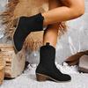 Fashion Square Heel Mid-leg Fall/Winter Suede Solid Boots for Women