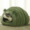 Cute Semi-enclosed Cat Bed Sleeping Bag with Cushion Pet Warm PP House Detachable Washable Winter Indoor Nest Bed with Mat
