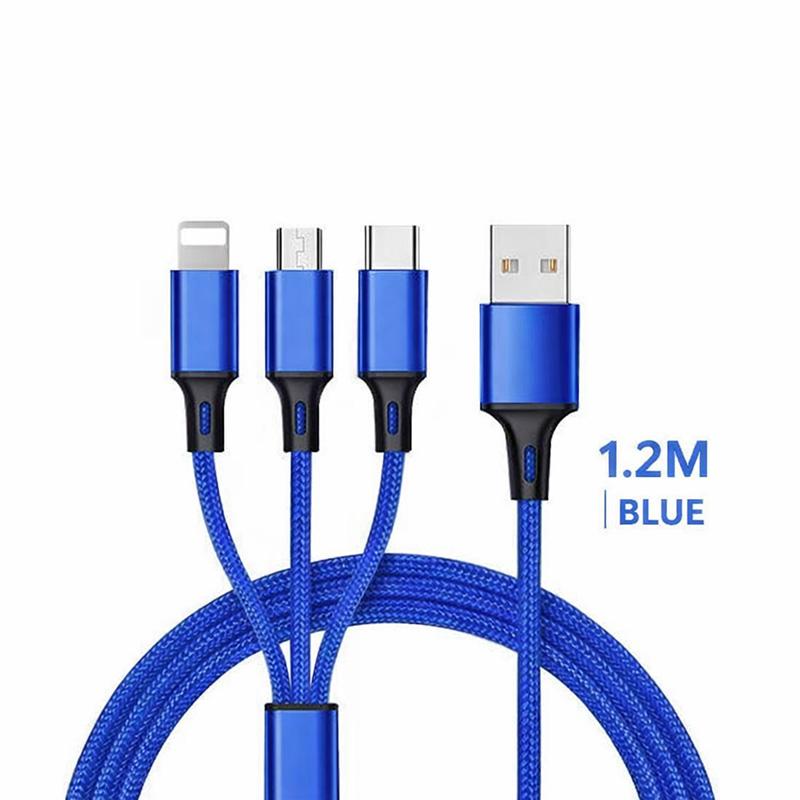 

3-в-1 Кабель для быстрой зарядки для , , USB-C, Micro USB, 1,2 м Многопортовый USB-зарядный шнур для телефонов, планшетов и устройств