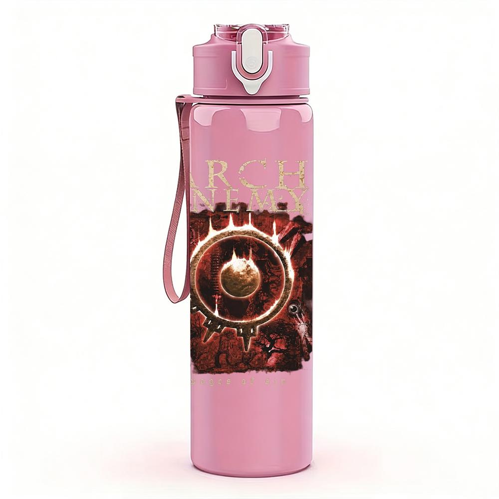 1PC Ornate Brown Skull Vintage Circular Print 750ml Portable Sports Water Bottle Leakproof Gym Outdoor Travel Drink Cup