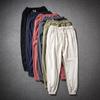 Pantalones Harem de Algodón y Lino para Hombre Cintura Elástica Lisa Streetwear Joggers Holgados Pantalones de Tiro Bajo Pantalones Casuales Hombres Running