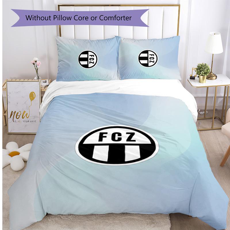 Set Lenzuola Stampato FC Zürich 3 Pezzi Copripiumino Traspirante con Federe Biancheria da Letto Decorativa per Camera da Letto Casa